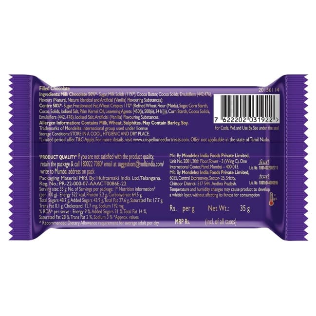 Cadbury Dairy Milk Crispello Chocolate Bar, 35gm - Image 2