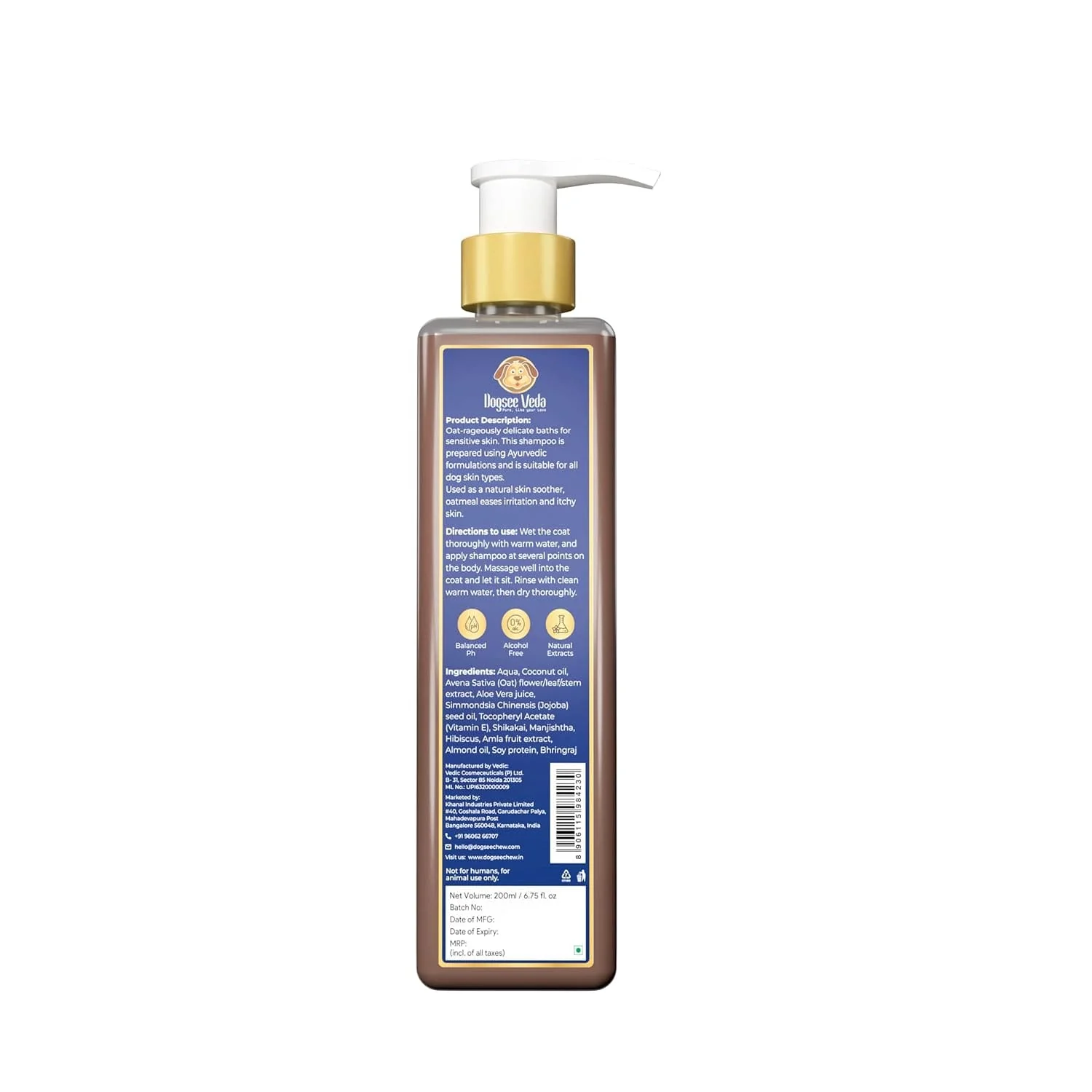 Dogsee Veda Hypoallergenic Oatmeal Dog Shampoo, 200ml - Image 2