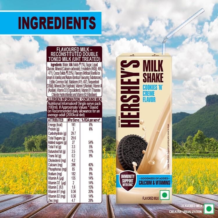 Hershey's Cookies N Crème Flavored Milkshake,180ml - Image 2