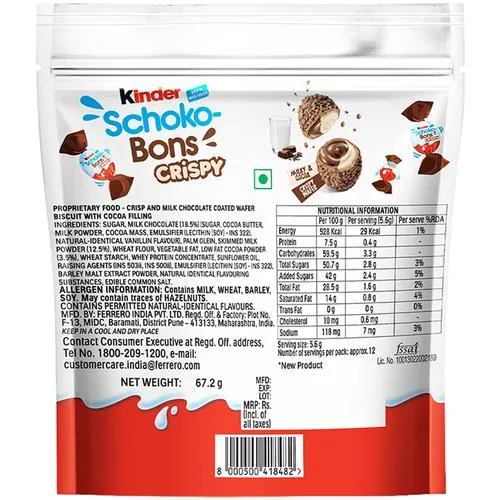 Kinder, Schoko Bons Milky & Cocoa Crispy Wafer, 67.2g - Image 2