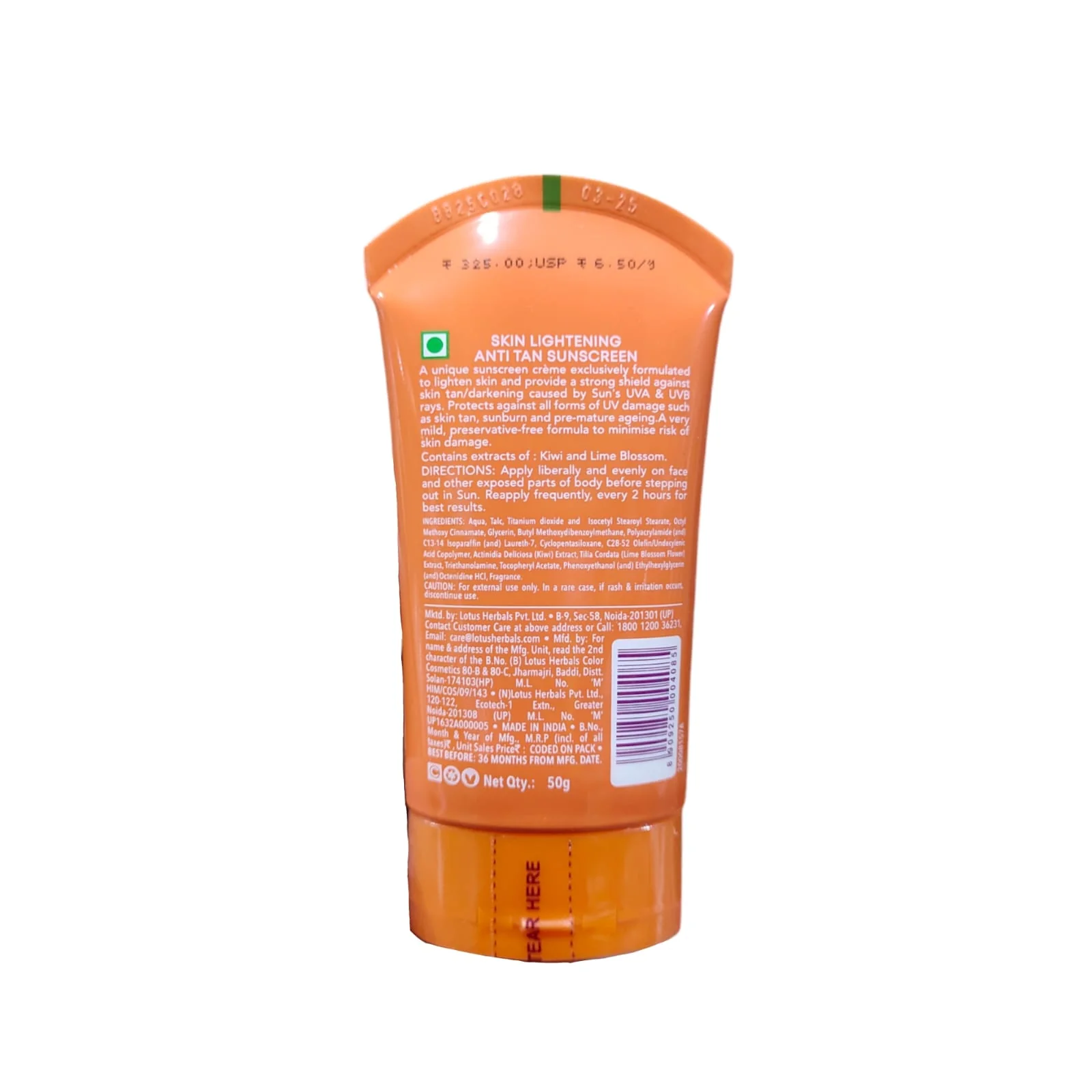 Lotus Herbals, Safe Sun, Skin Lightening Anti Tan Sunscreen, 50g - Image 2
