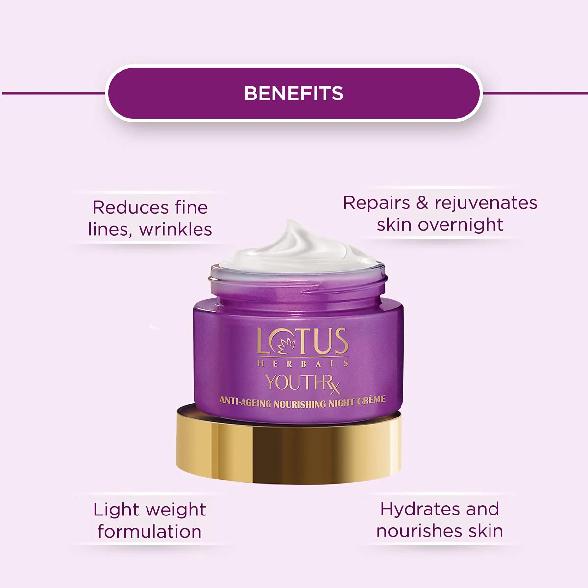 Lotus Herbals YouthRx Anti-Ageing Nourishing Night Creme, 50g - Image 3