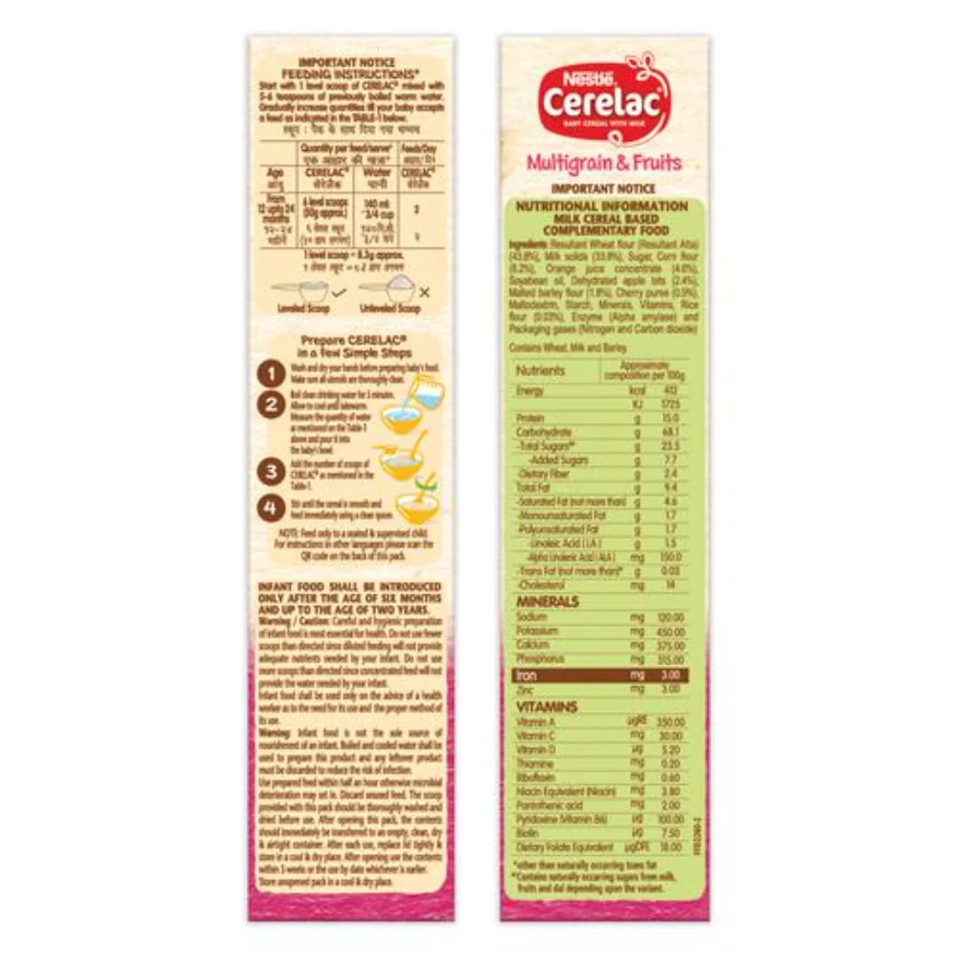 Nestle Cerelac Baby Cereal With Milk, Multigrain & Fruits - From 12 Months, 300 g  - Image 3