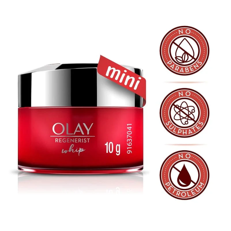 Olay Regenerist Whip Mini Cream | Ultra Lightweight | Hydrated, Plump, Bouncy Skin | With Hyaluronic Acid, Niacinamide and Peptides | Normal, Oily, Dry, Combination Skin | 10g - Image 4