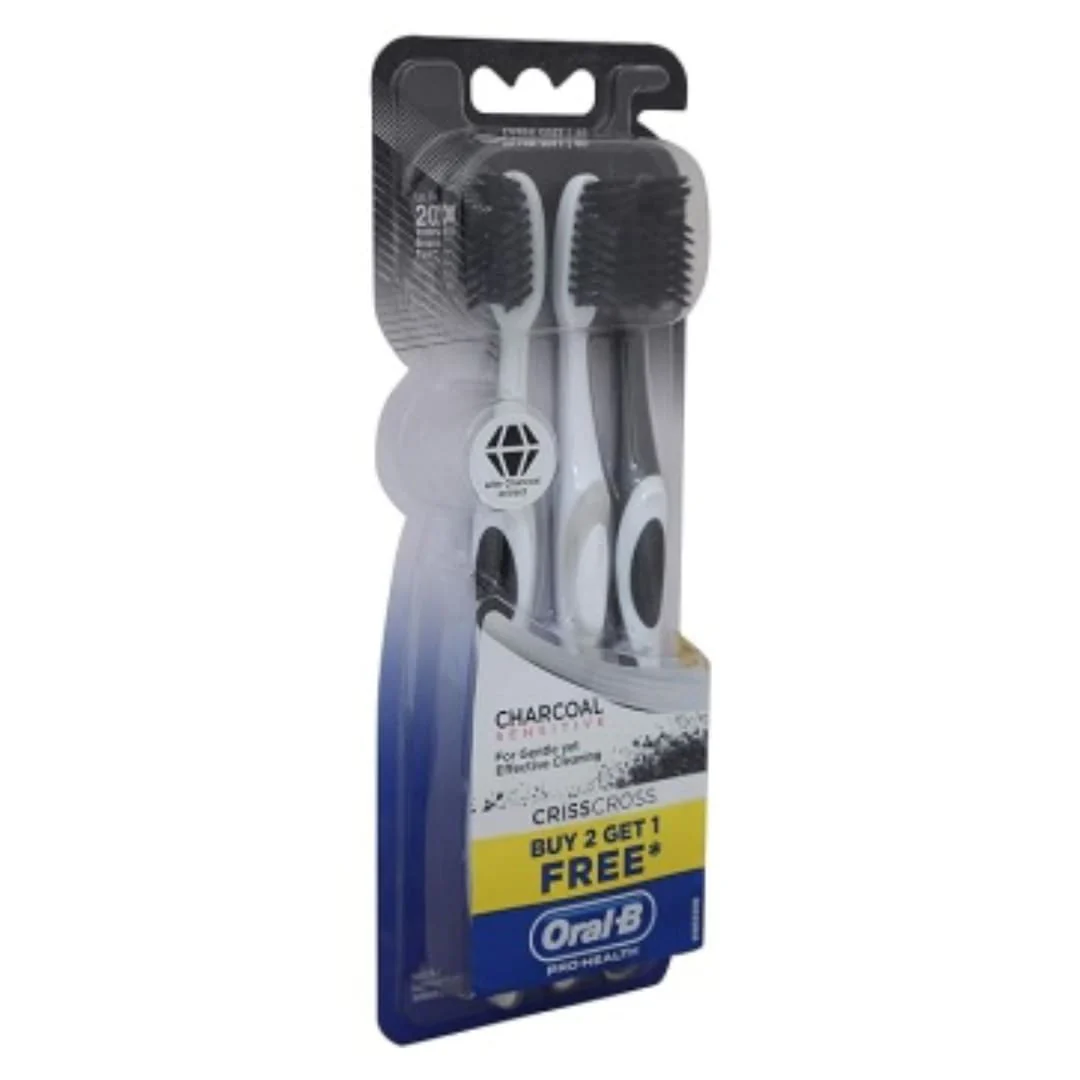 Oral B Crisscross Sensitive Charcoal Toothbrush For Gentle Effective Cleaning (Buy 2 Get 1 Free) - Image 3