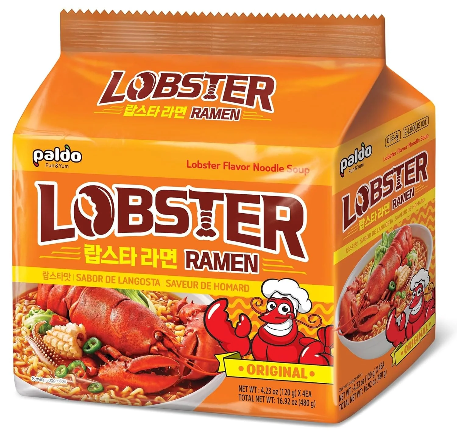 Paldo Lobster Ramen (Spicy Soup), 4x120g