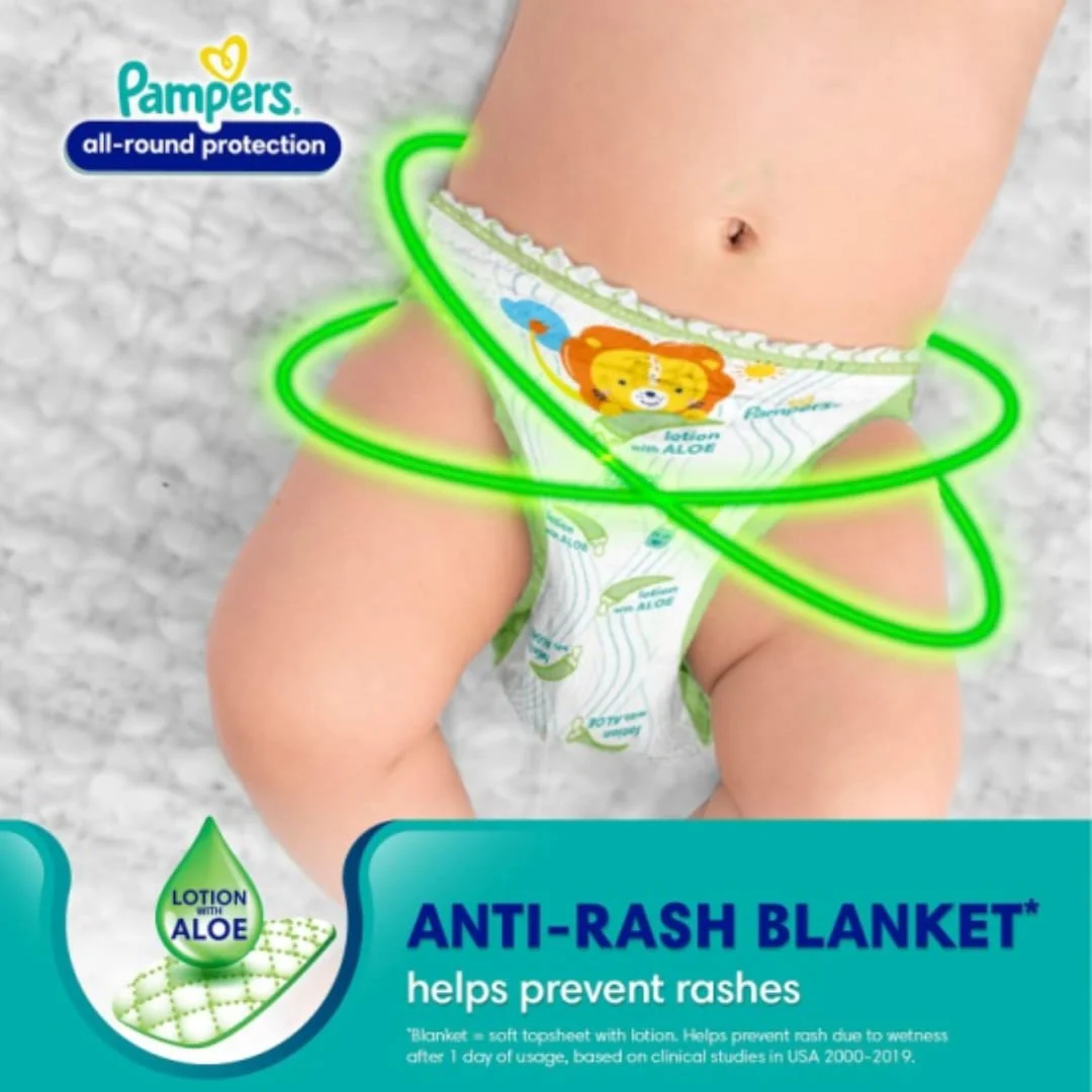 Pampers All Round Protection Pant Style Baby Diapers, XX-Large (XXL), 14 Count, Anti Rash Blanket, Lotion with Aloe Vera, 15-25 Kg Diapers - Image 2
