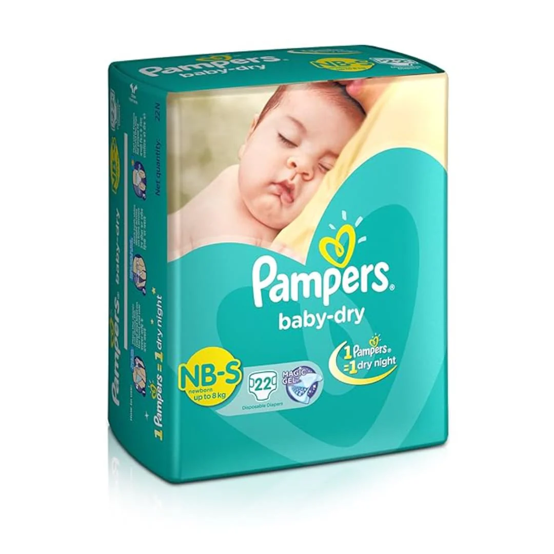 Pampers Taped Baby Diapers, Small (S), 22 count