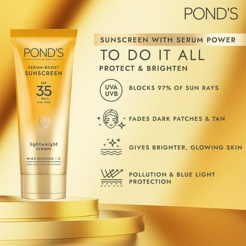 Ponds Serum-Boost Sunscreen Lightweight Cream SPF 35 PA+++, 50g - Image 2